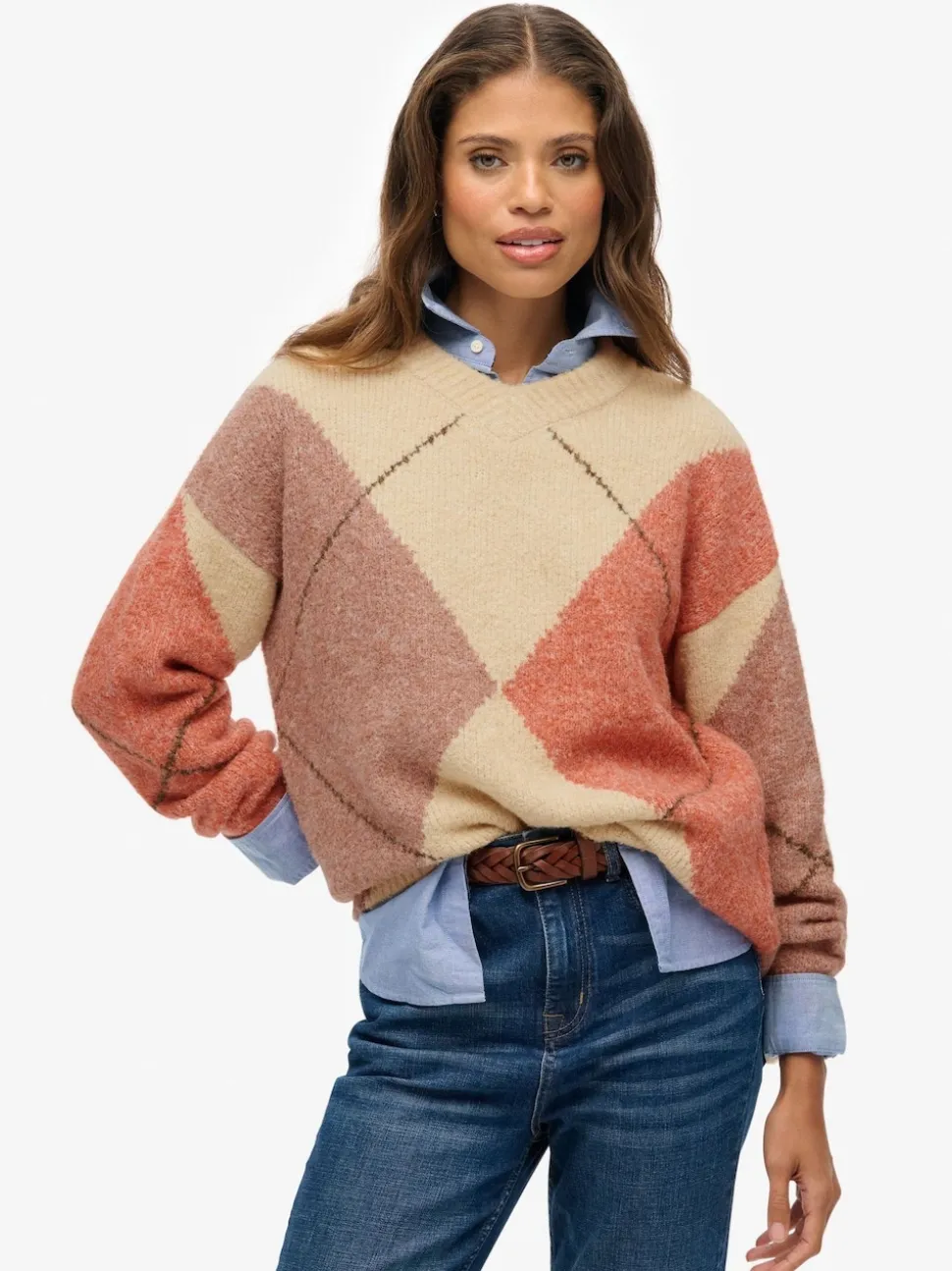 Superdry pull oversize à col en V Argyle