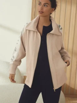 Sweat à capuche B by Ted Baker écru zippé coupe longue