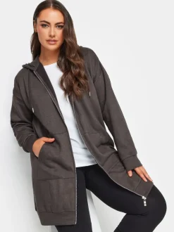Sweat à capuche Yours Curve zippé coupe longue