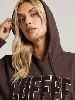 Sweat-shirt à capuche Yours Curve Coffee Club