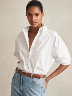 Tan - Ceinture en cuir à boucle incurvée Reiss Hazel