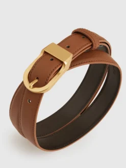 Tan - Ceinture en cuir à boucle incurvée Reiss Hazel