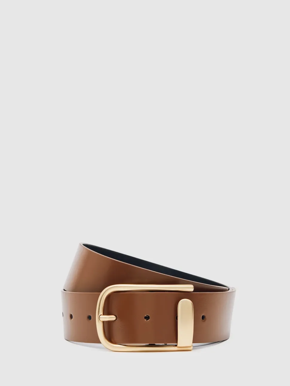 Tan - Ceinture en cuir avec boucle à demi-passant Reiss Iyla