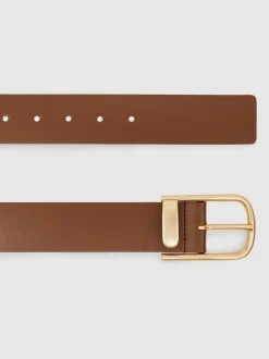 Tan - Ceinture en cuir avec boucle à demi-passant Reiss Iyla