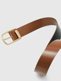 Tan - Ceinture en cuir avec boucle à demi-passant Reiss Iyla