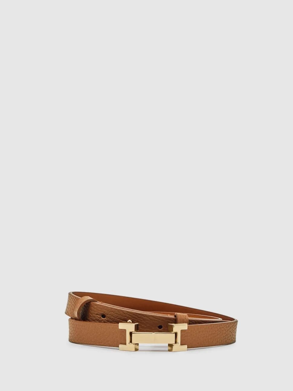 Tan - Ceinture REISS Hayley en cuir à charnières carrées