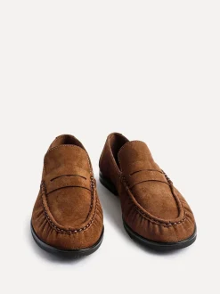 Tan - Mocassins Linzi Belmont froncés en cuir daim