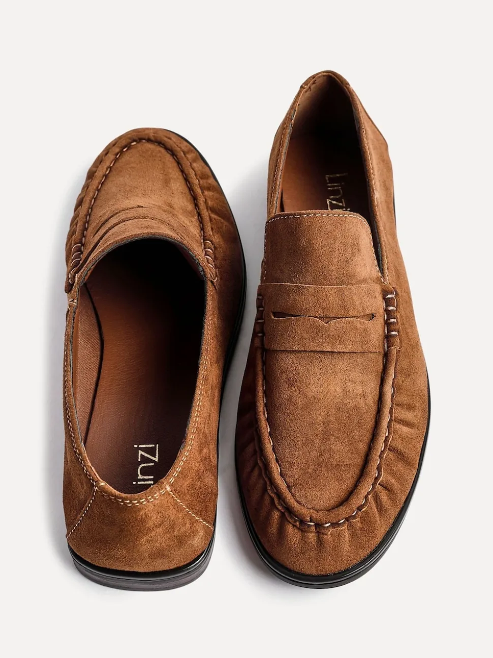 Tan - Mocassins Linzi Belmont froncés en cuir daim