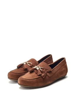 Tan - Mocassins Moda in Pelle Essana avec chaîne et glands