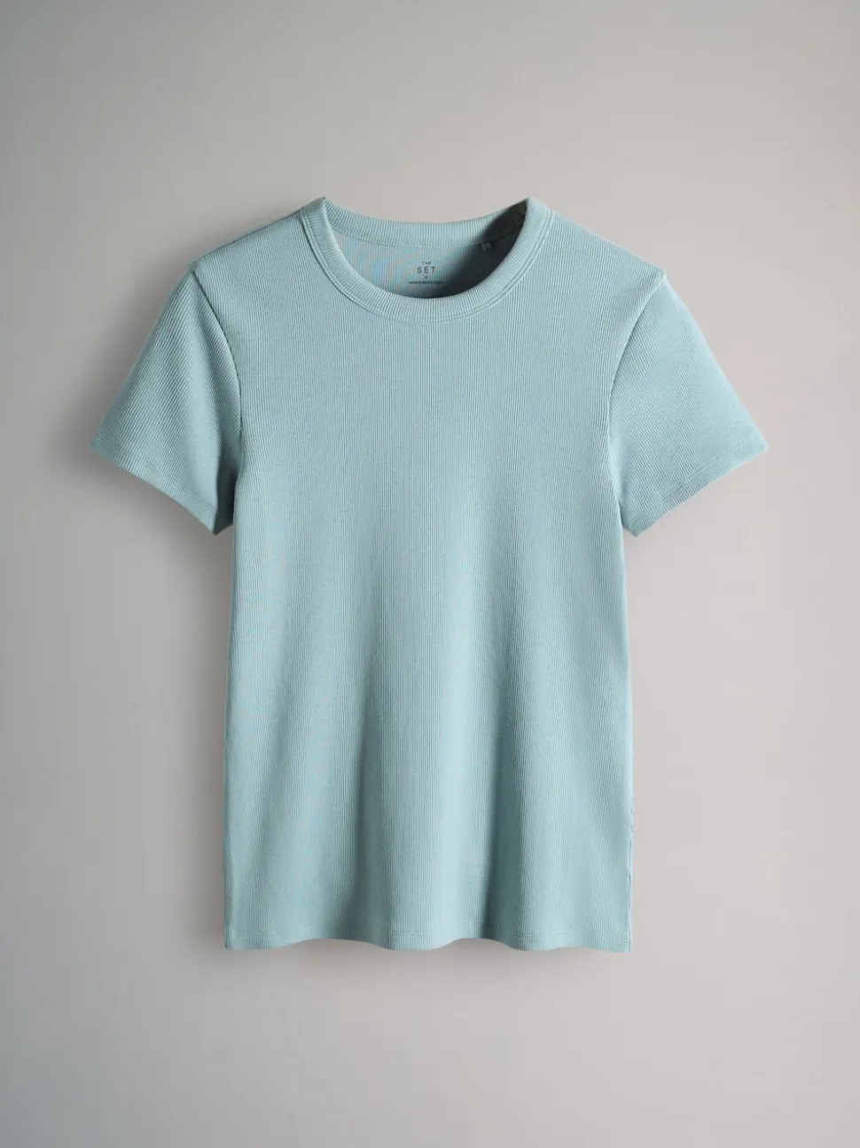Taupe marron/marron clair/bleu/bleu clair/crème - The Set lot de 5 t-shirts côtelés à manches courtes