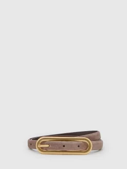 Taupe (Taupe) - Ceinture fine en cuir avec boucle allongée Reiss Chaya