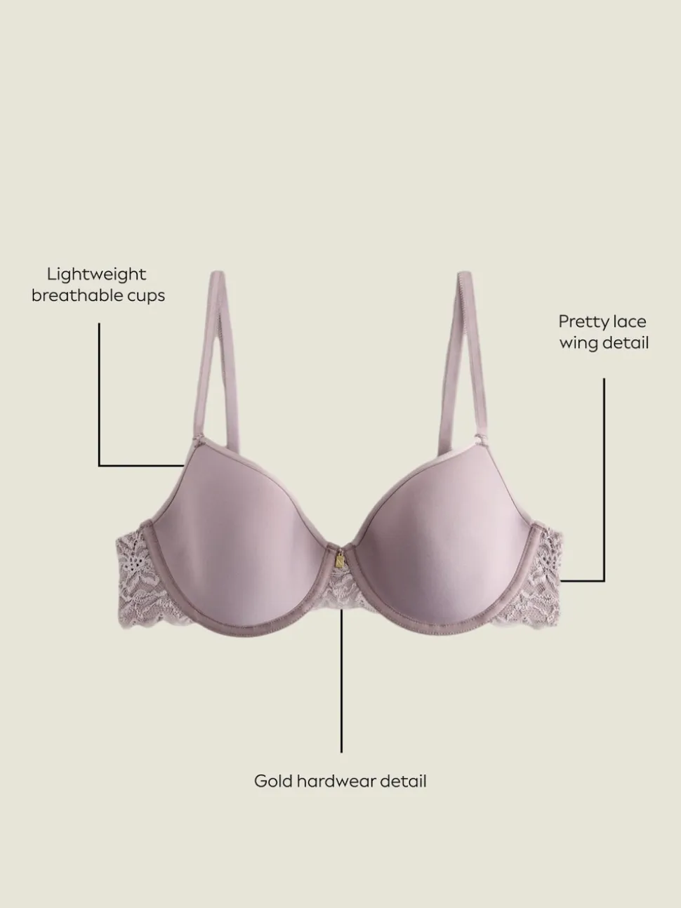 Taupe (Taupe) - Soutien-gorge t-shirt léger respirant Premium Ultimate Comfort