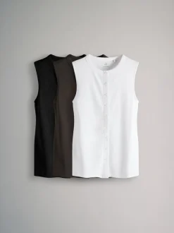 The Set lot de 3 gilets côtelés boutonnés