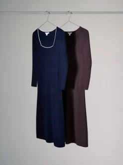 The Set lot de 2 robes en maille à col carré