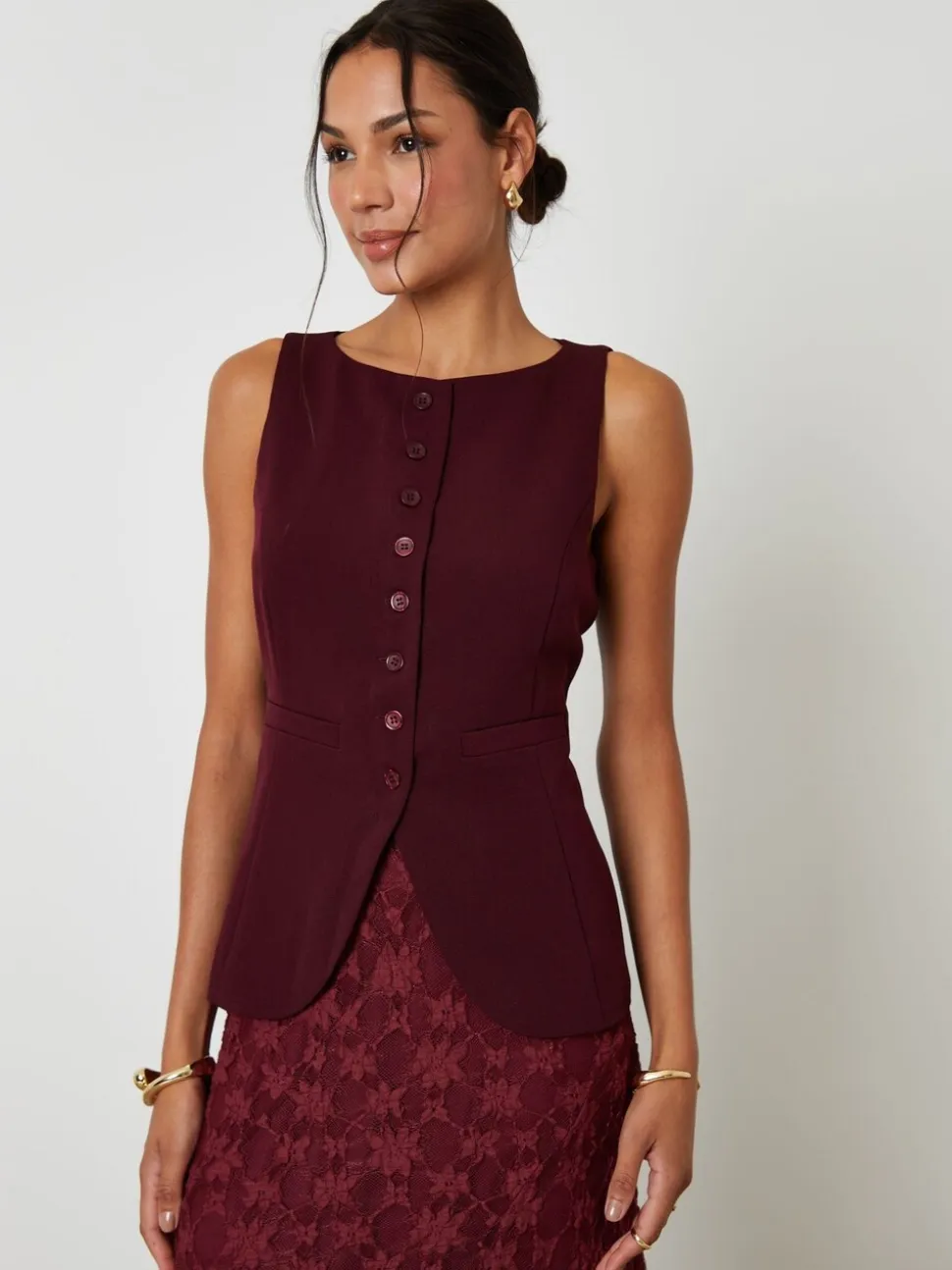 Threadbare Gilet long à col bateau