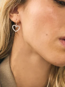 Ton d'or de rose - Pendants d'oreilles cœurs pavés