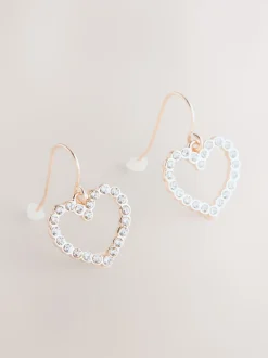 Ton d'or de rose - Pendants d'oreilles cœurs pavés