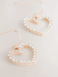 Ton d'or de rose - Pendants d'oreilles cœurs pavés