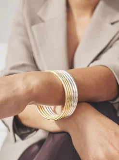 Ton Or/Argent - Lot de bracelets minces mixtes