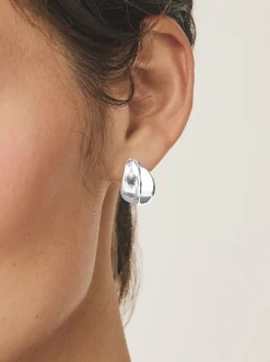 Tonalité argentée - Boucles d'oreilles Bouton