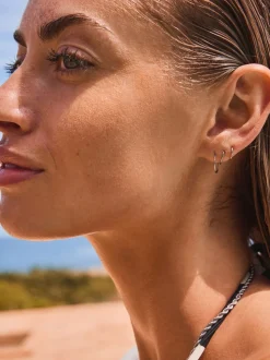 Tonalité argentée - Boucles d'oreilles Huggie Hoop en acier inoxydable 3 Lot