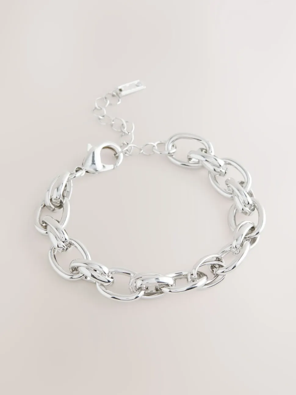 Tonalité argentée - Bracelet à grosse chaîne à maillons doubles