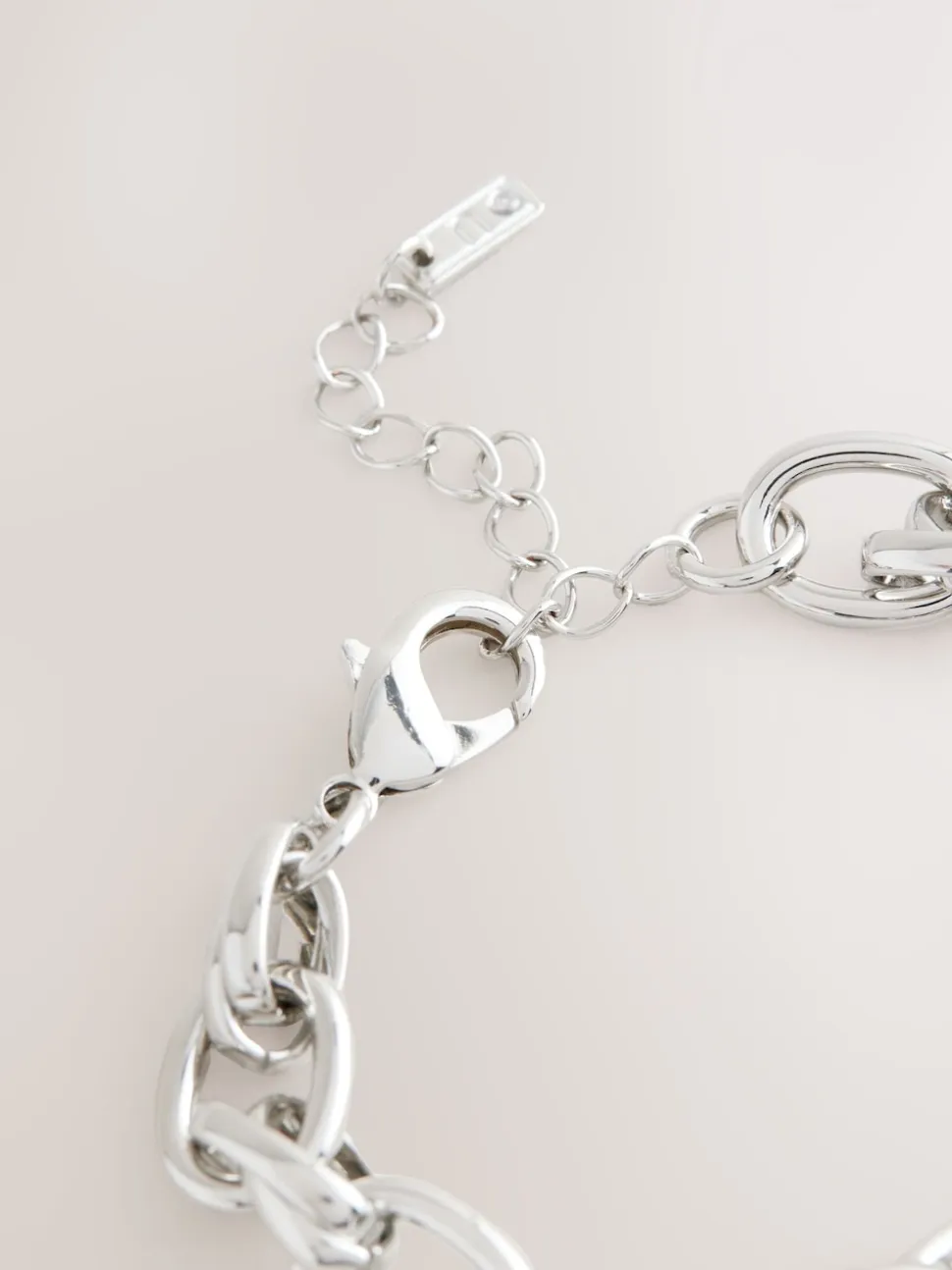 Tonalité argentée - Bracelet à grosse chaîne à maillons doubles