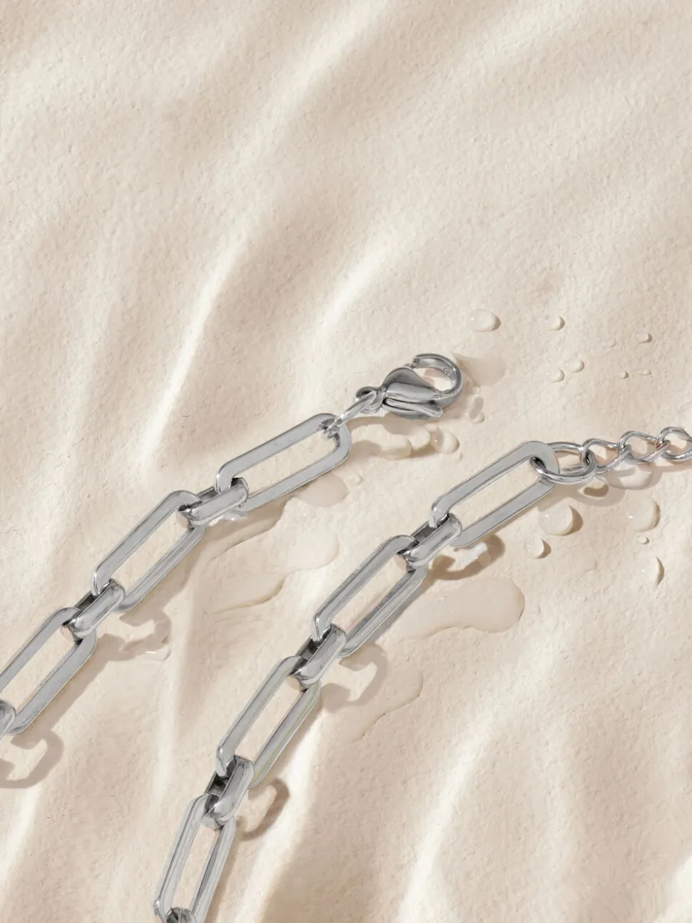 Tonalité argentée - Bracelet en acier inoxydable avec chaîne de trombones