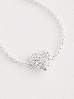 Tonalité argentée - Bracelet de cheville avec cœur pavé