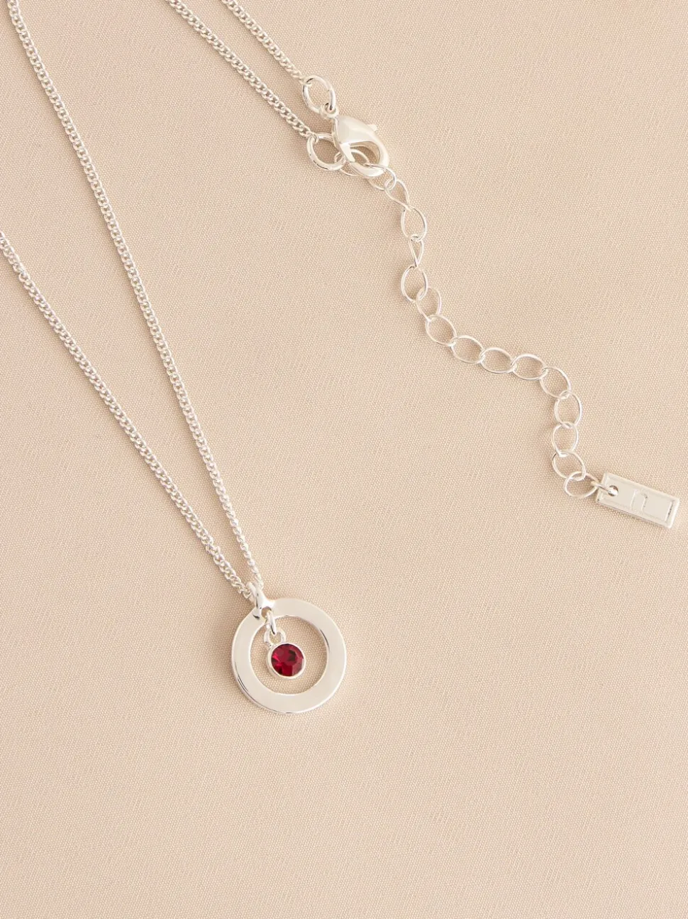 Tonalité argentée - Collier Birthstone avec pendentif disque