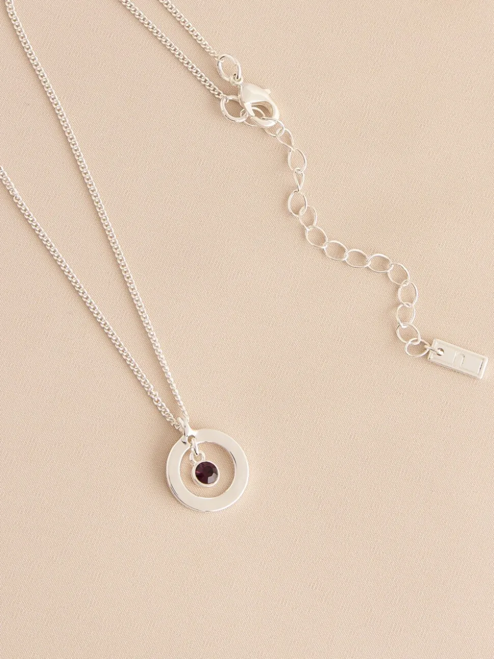 Tonalité argentée - Collier Birthstone avec pendentif disque