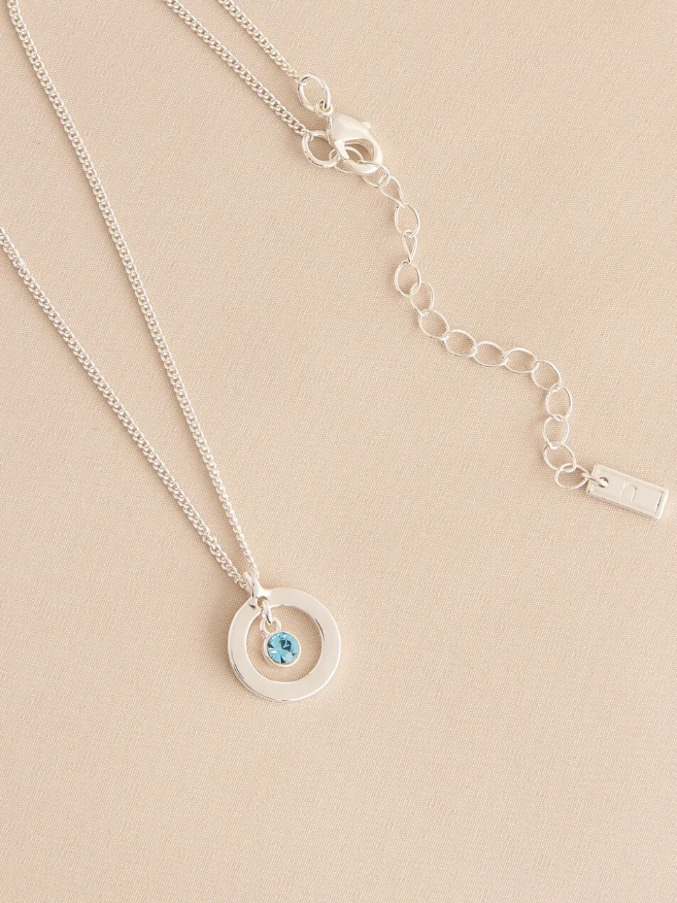 Tonalité argentée - Collier Birthstone avec pendentif disque