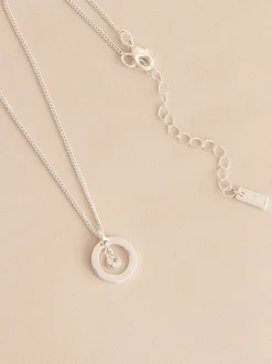 Tonalité argentée - Collier Birthstone avec pendentif disque