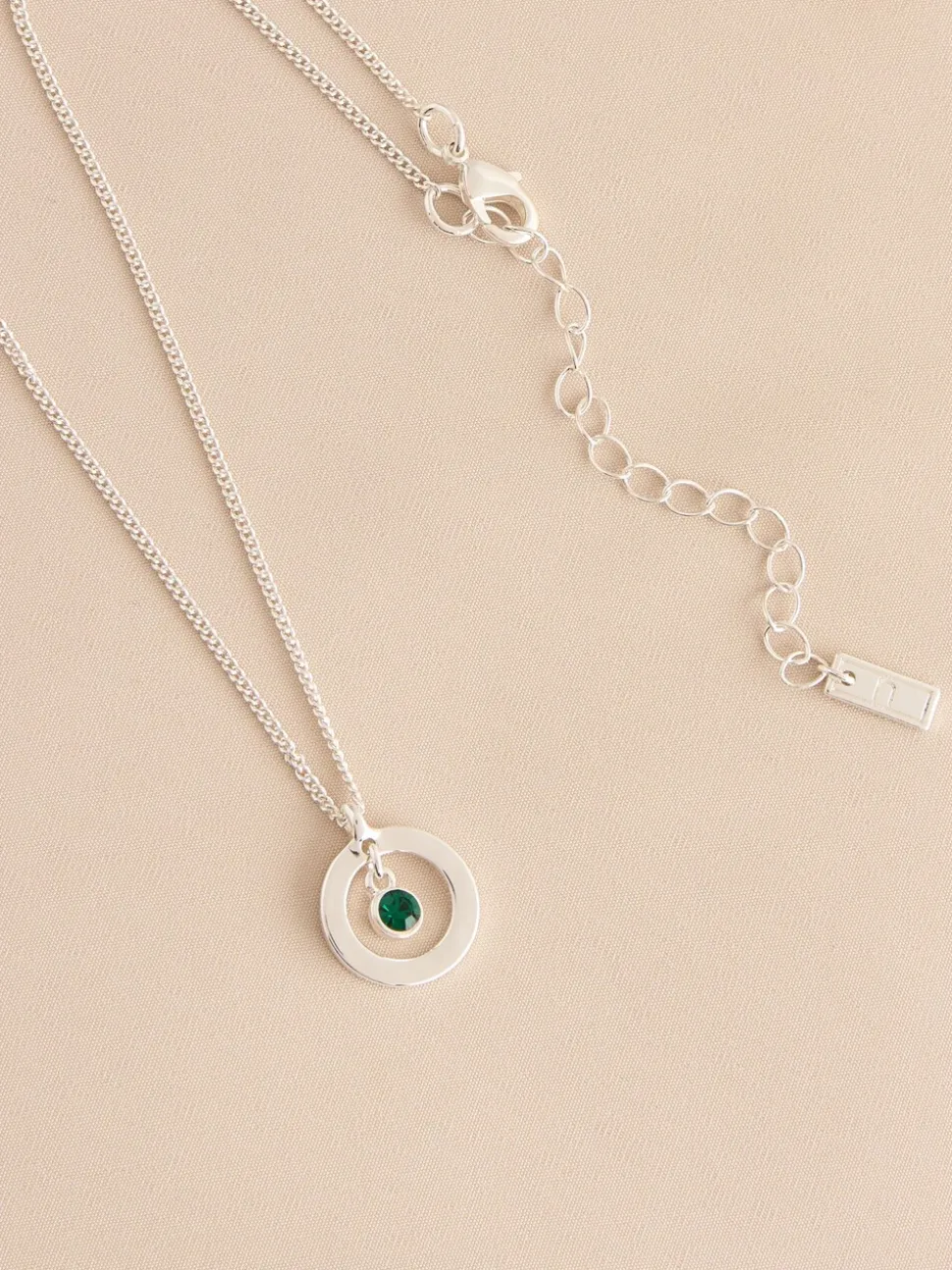 Tonalité argentée - Collier Birthstone avec pendentif disque