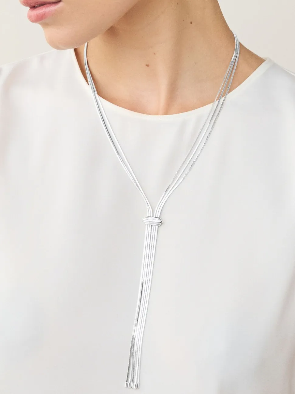 Tonalité argentée - Collier Slinky Chain Y Profile