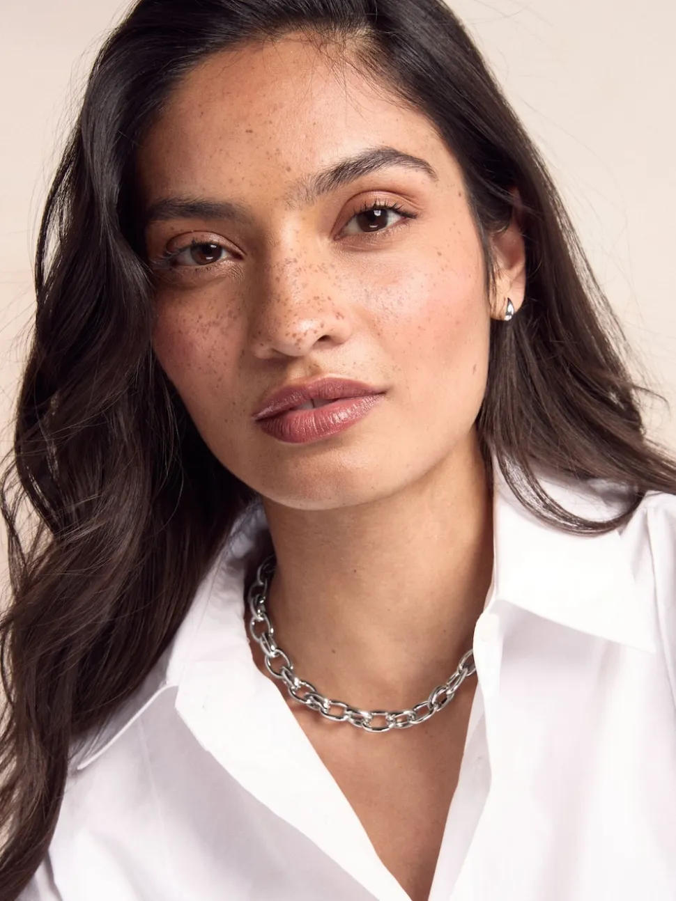 Tonalité argentée - Collier à double maillons et grosse chaîne