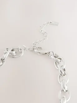 Tonalité argentée - Collier à double maillons et grosse chaîne