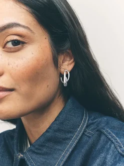 Tonalité argentée - Créoles style entrelacé