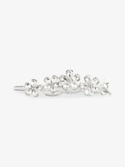 Tonalité argentée - Pince à cheveux Barrette à fleurs scintillantes de mariée