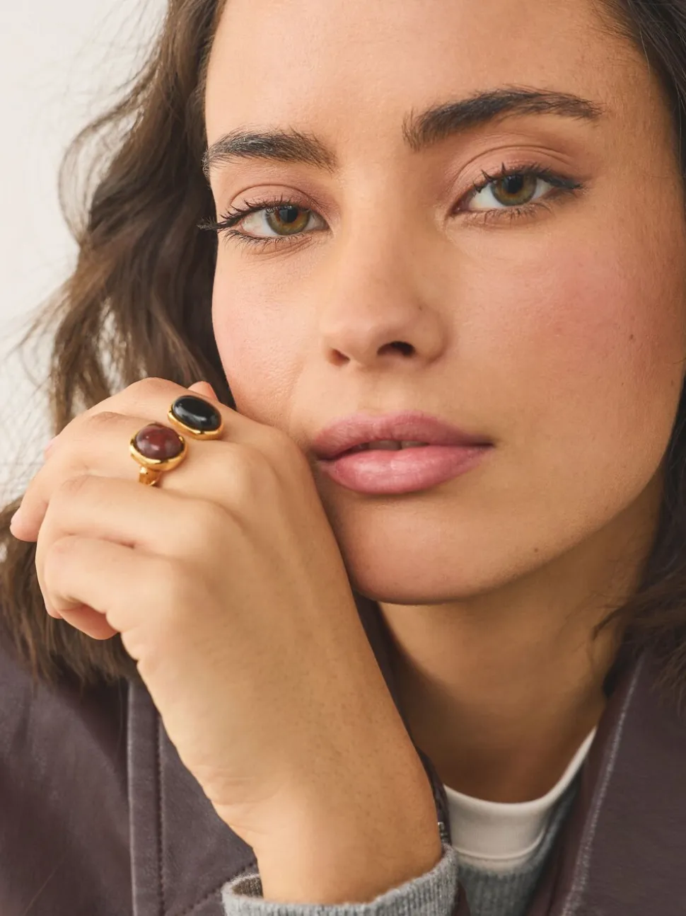 Tonalité d'or - Anneau ouvert Beige Sable bio