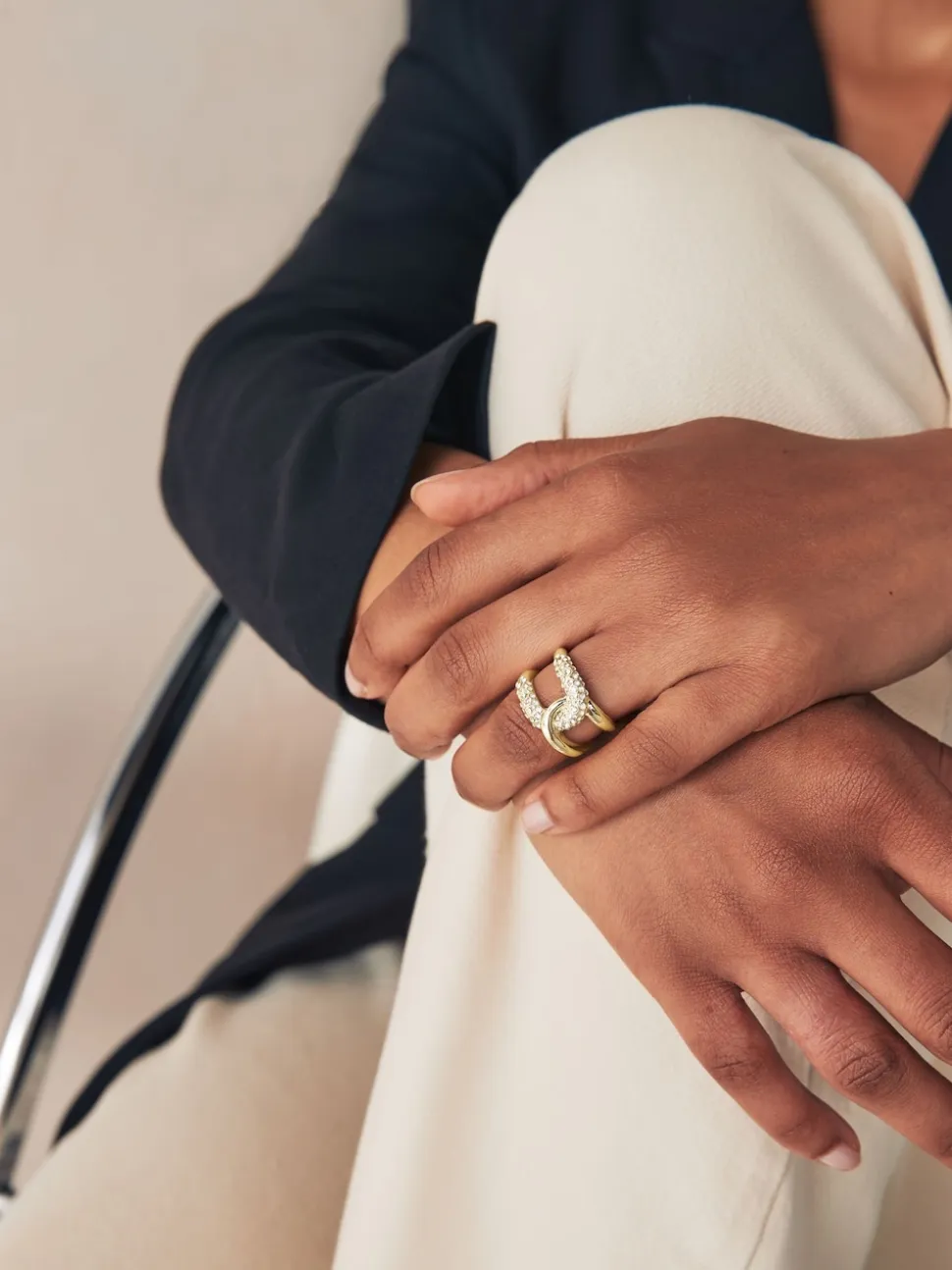 Tonalité d'or - Bague scintillante Interlink