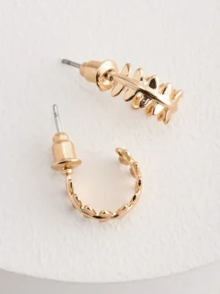 Tonalité d'or - Boucles d’oreilles mini feuille
