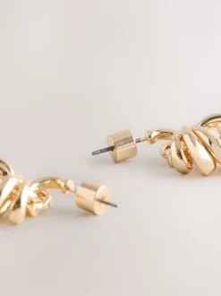Tonalité d'or - Boucles d’oreilles créoles empilées