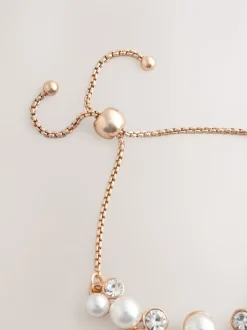 Tonalité d'or - Bracelet extensible effet perles scintillantes