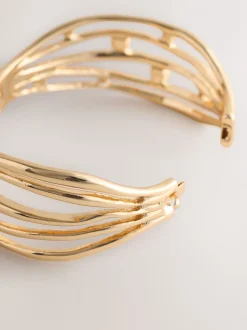 Tonalité d'or - Bracelet manchette en échelle avec insert en pierre