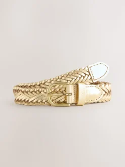 Tonalité d'or - Ceinture en cuir tressé à la main