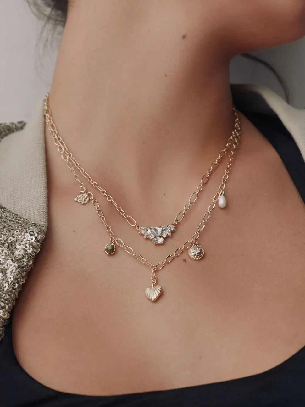Tonalité d'or - Collier à breloque cœur