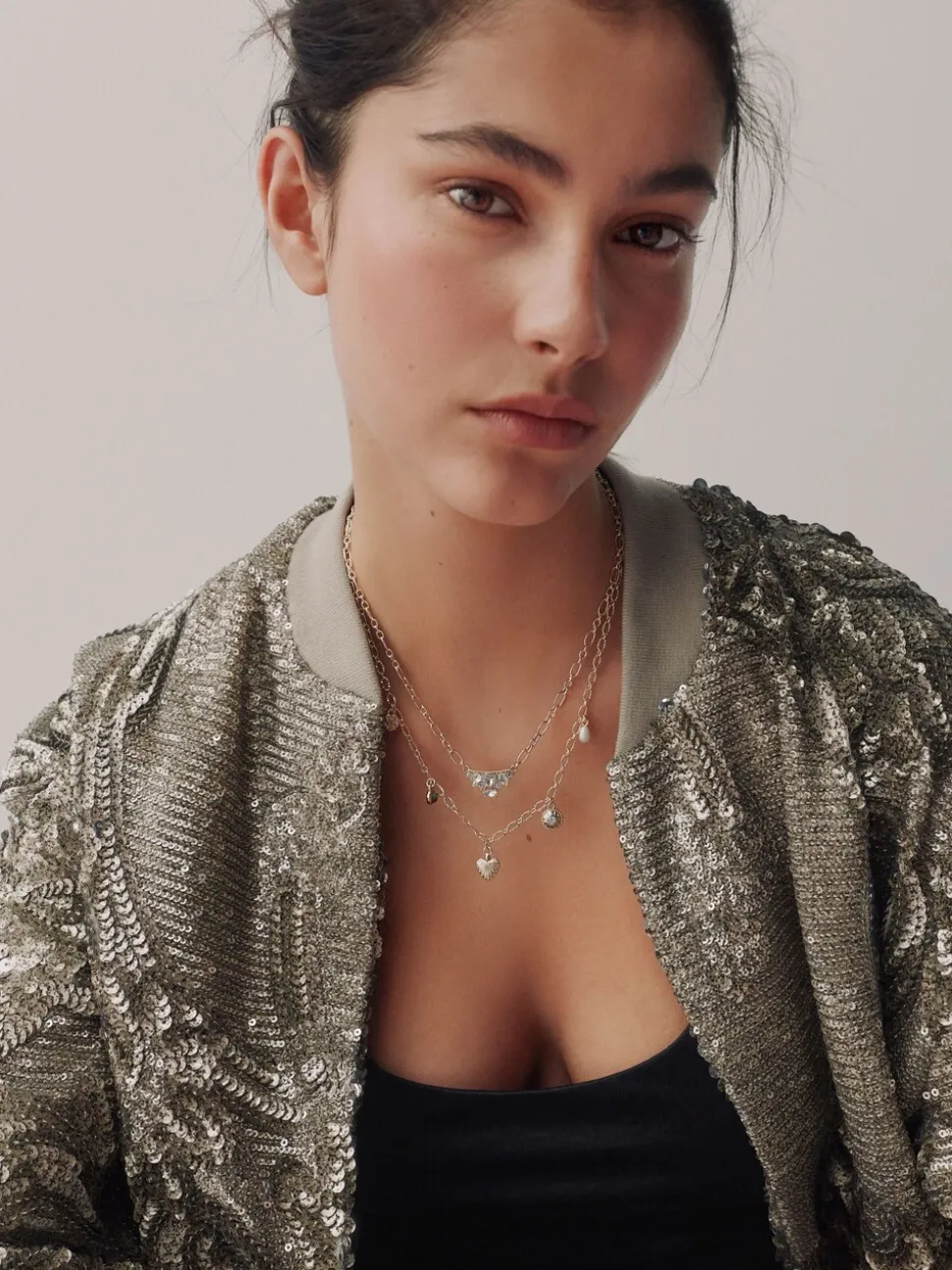 Tonalité d'or - Collier à breloque cœur