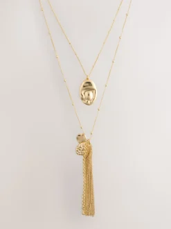 Tonalité d'or - Collier à pendentif pampille 2 couches