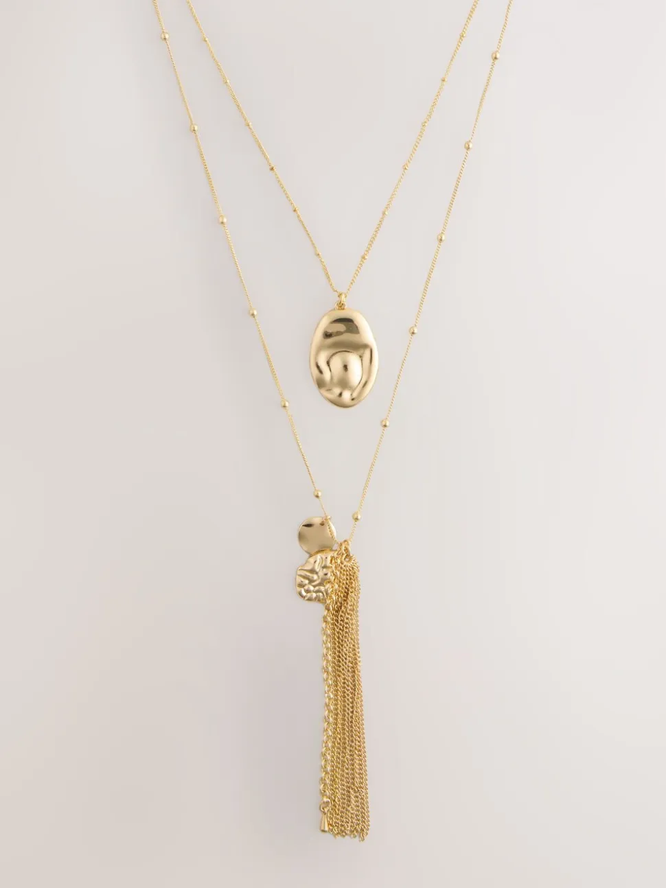 Tonalité d'or - Collier à pendentif pampille 2 couches